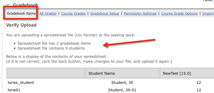 Verify spreadsheet upload to dock