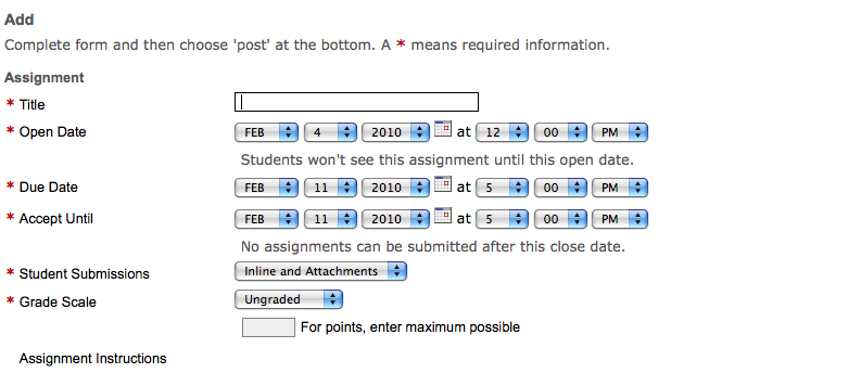 Create Assignment