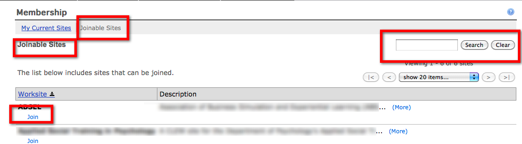 Membership Search Joinable Sites