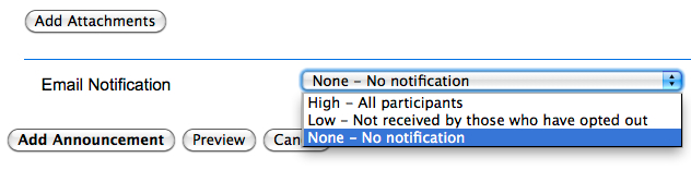 Announcement Email Notification