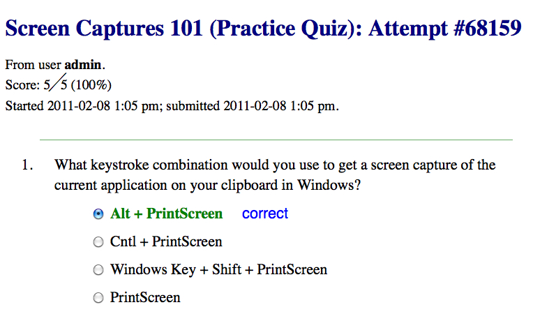 Answer Key for Quiz with Correct Answers