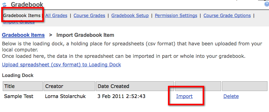 File uploaded and ready to import from loading dock