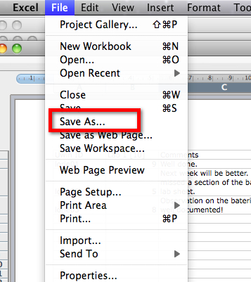 Excel Save As feature