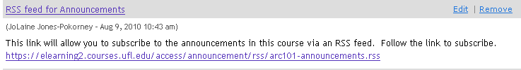 Announcement RSS Feed