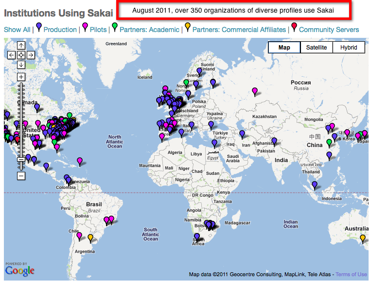 Sakai Institutions across the world