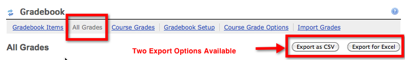 Two export options available
