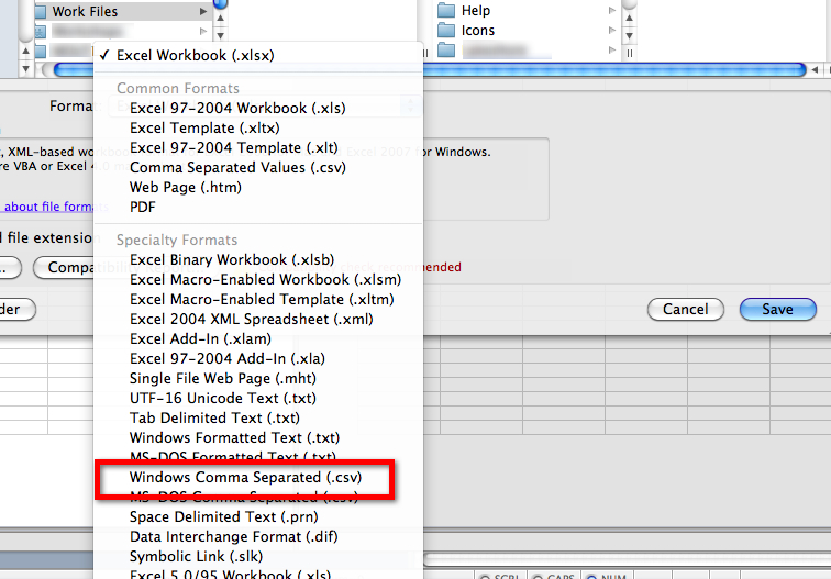 Save as .csv