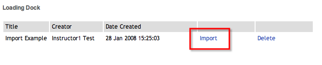 Import to loading dock