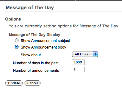 Message of the Day options