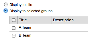 Displaying Entries to Groups