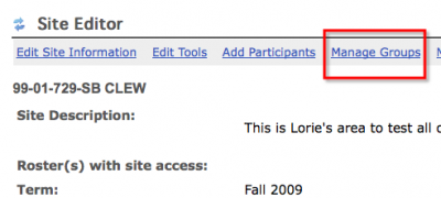 Site Editor Manage Groups tool