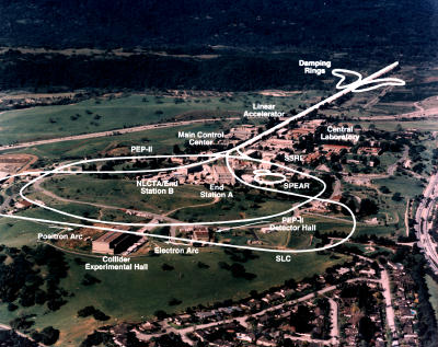 Aerial view of entire SLAC with diagram overlay