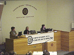 LtoR: Moderator Daniel Gervais,  Speaker Pam Samuelson - UC Berekeley, Margaret Ann Wilkinson - UWO
